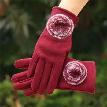 Rukavice tople boje rukavice za zaslon osjetljiv na dodir slatka biciklističke ženske baršun krzna čvrste loptice