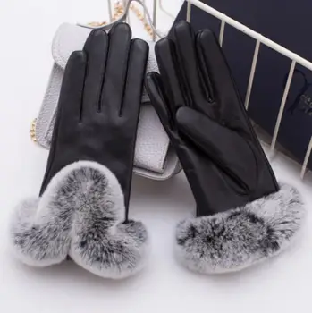 Nove zimske ženske klasične tople rukavice od janjeće kože s Krznom Vidre i Zeca, plus kašmir rukavice od janjeće kože s punim prstima za vožnju